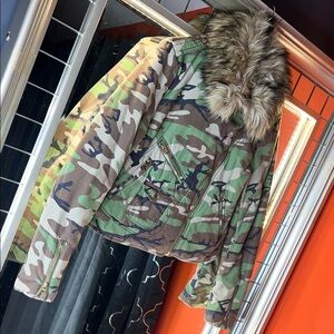 🤎💚 Ralph Lauren Denim & Supply Faux Fur Camo Moto Jacket 🪖